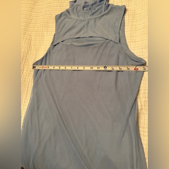 Bar III Blue Mesh Mini Dress - Size L - Picture 11 of 11